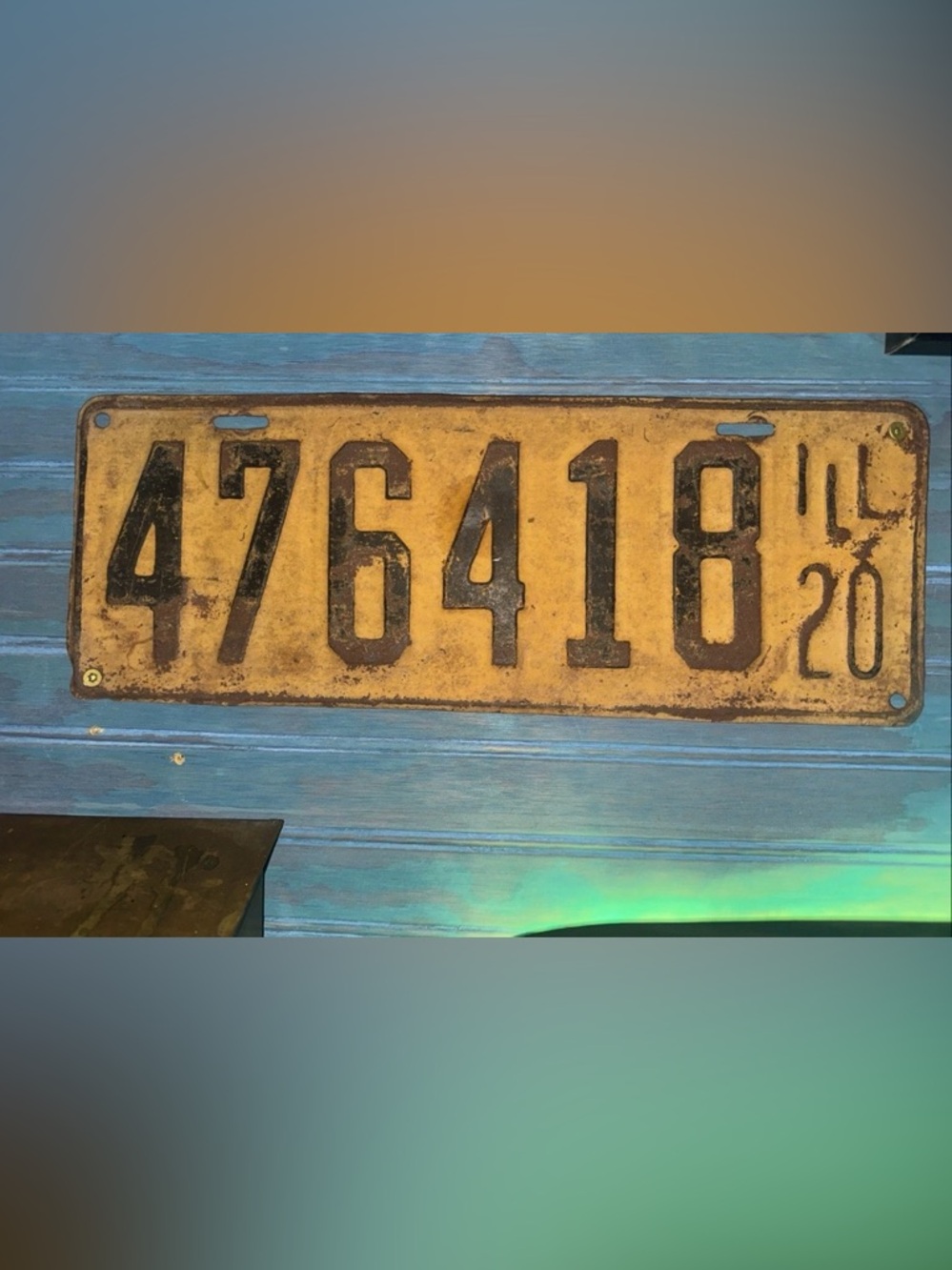 Vintage Yellow 1920- Yellow ILL Numbered Plate